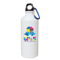 White Re-useable metal water bottle 500ml