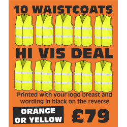 10 Hi Vis Waistcoat Deal - Many Colours 10 Hi Vis Waistcoat Deal - Many Colours